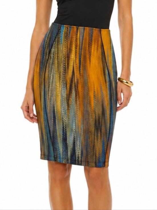 H&M Dresses & Skirts - H&M Multicolor Pencil Skirt Size S Blue Gold Feminine Business Casual Work